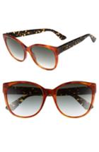 Women's Gucci 56mm Cat Eye Sunglasses - Blonde Havana/ Green
