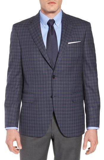 Men's Peter Millar Classic Fit Check Wool Sport Coat L - Grey
