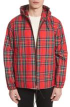 Men's Burberry Tartan Twill Hooded Jacket - Red