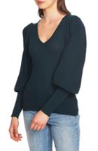 Women's 1.state Blouson Sleeve Textured Sweater - Green