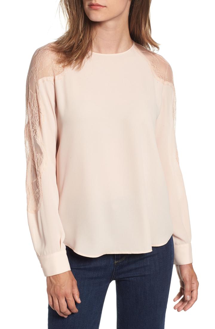 Women's Vince Camuto Flutter Sleeve Textured Top, Size - Black