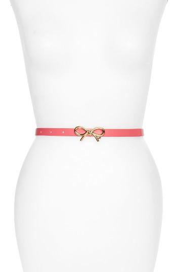 Women's Kate Spade New York Skinny Calfskin Leather Belt - Tile Pink