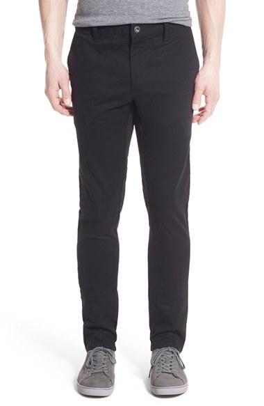 Men's Rvca 'stapler' Skinny Fit Twill Pants - Black