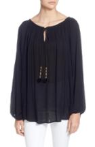 Women's Ming Wang Ruffle Sleeve Stretch Poplin Shirt
