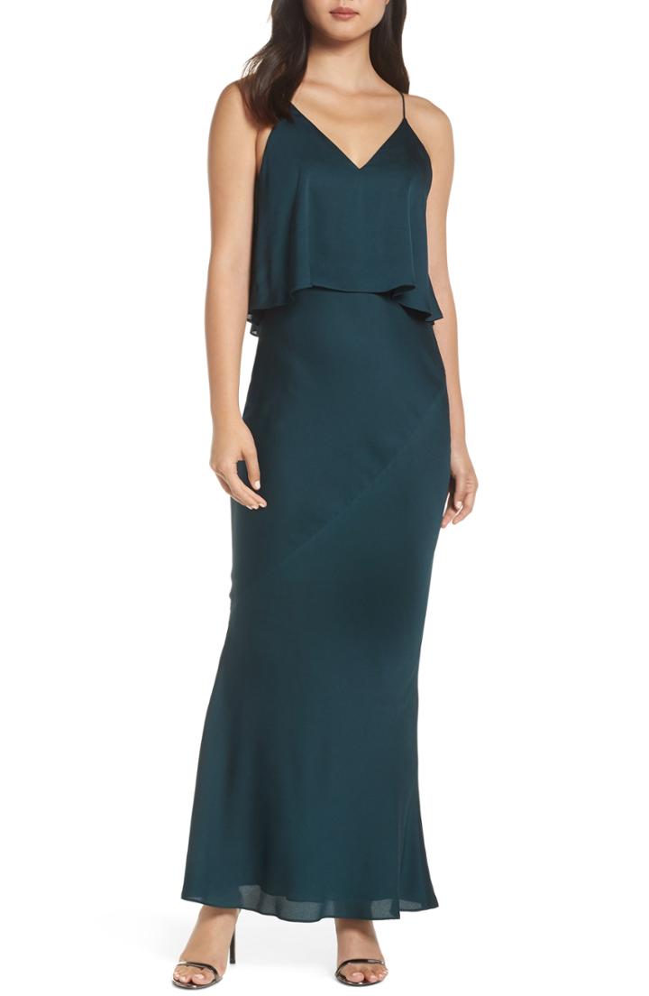 Women's Shona Joy Luxe Frilled Bodice Bias Cut Gown - Green