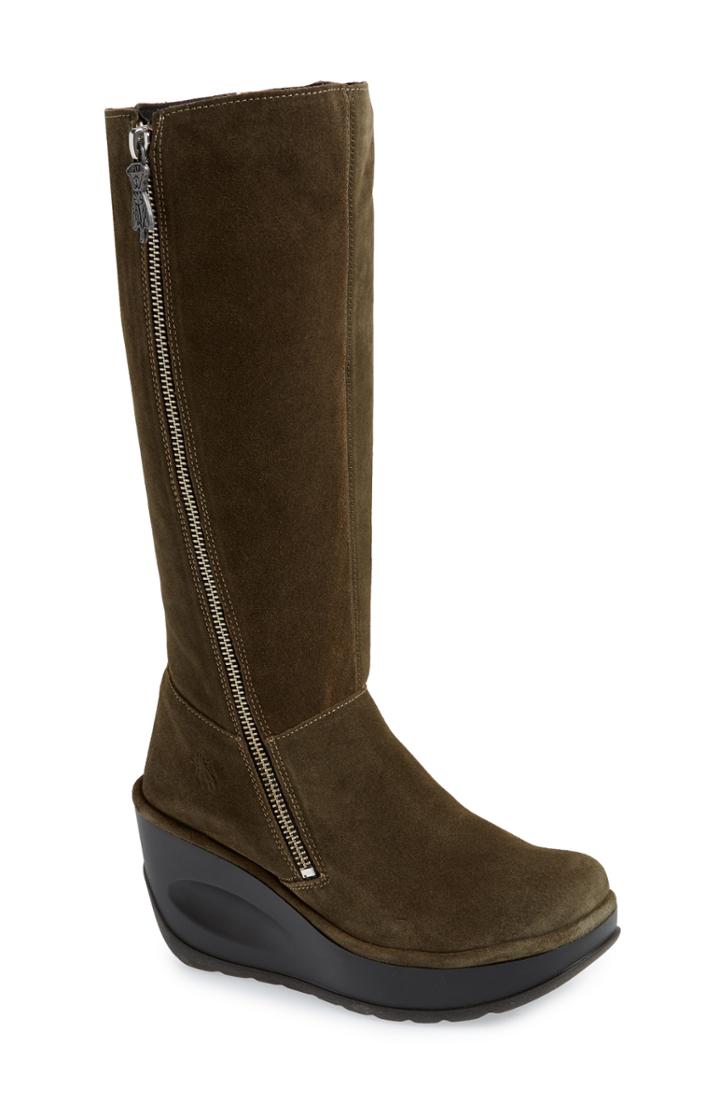Women's Fly London Jate Wedge Boot .5-8us / 38eu - Green