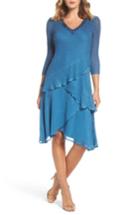 Women's Komarov Embellished Tiered Chiffon Dress - Blue