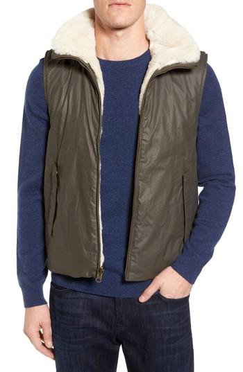 Men's Billy Reid Water-resistant Genuine Rabbit Fur Lined Vest - Green