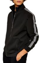 Men's Topman Classic Fit Metallic Stripe Track Jacket, Size - Black