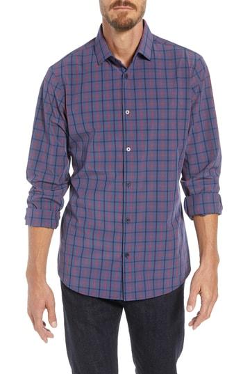 Men's Mizzen+main Wilson Slim Fit Plaid Performance Sport Shirt - Blue