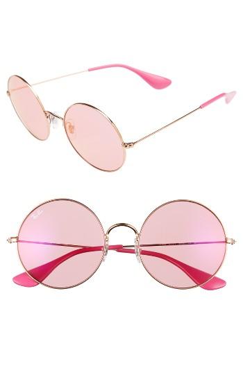 Women's Ray-ban The Ja-jo 55mm Round Sunglasses - Rose