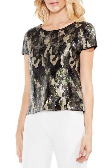 Women's Vince Camuto Camo Sequin Top - Green