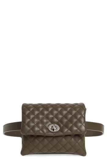 Mali + Lili Quilted Vegan Leather Convertible Belt Bag - Green