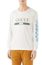 Men's Gucci Dragon Applique Long-sleeve T-shirt, Size - White
