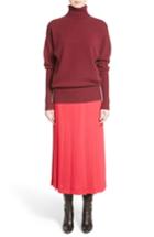 Women's Victoria Beckham Sheer Panel Pleated Georgette Skirt Us / 8 Uk - Red