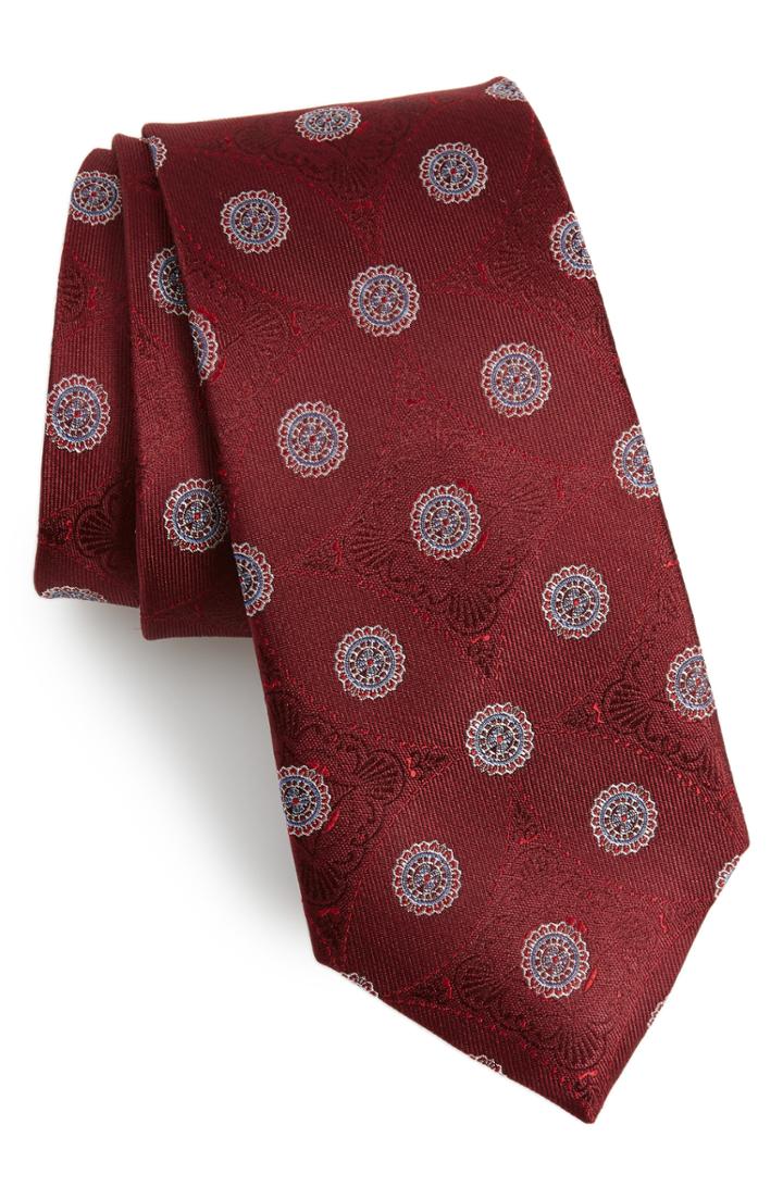 Men's Nordstrom Men's Shop Murray Medallion Silk Tie, Size - Red