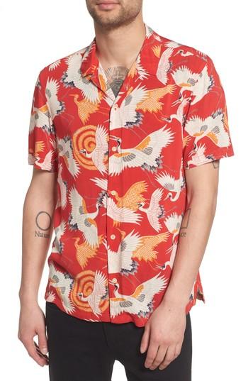 Men's Allsaints Tsuru Regular Fit Short Sleeve Sport Shirt - Red