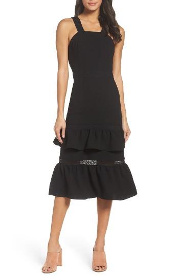Women's Chelsea28 Mixed Media Midi Dress - Black
