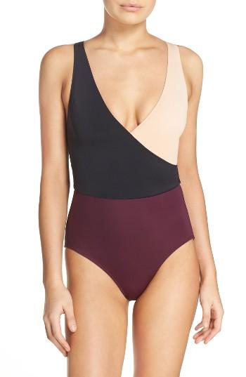 Women's Solid & Striped Ballerina One-piece Swimsuit