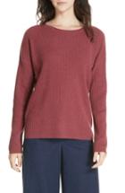 Women's Eileen Fisher Boxy Ribbed Cashmere Sweater, Size - Burgundy