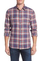 Men's Nordstrom Men's Shop Workwear Slim Fit Washed Plaid Sport Shirt - Blue