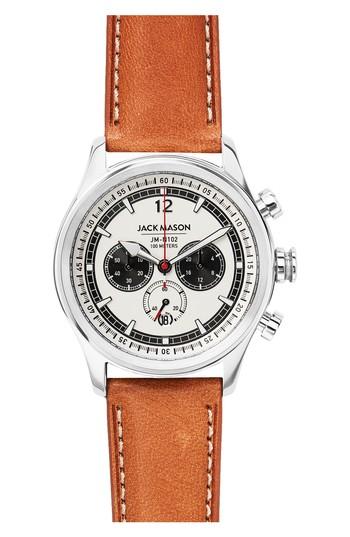 Men's Jack Mason Nautical Leather Strap Chronograph Watch, 42mm