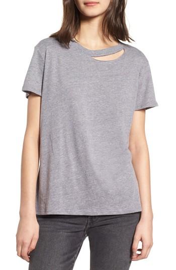 Women's Sub Urban Riot Poppy Cutout Neck Tee - Grey