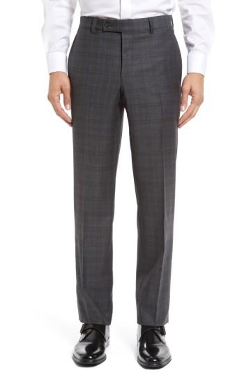 Men's Ted Baker London Jefferson Flat Front Plaid Wool Trousers