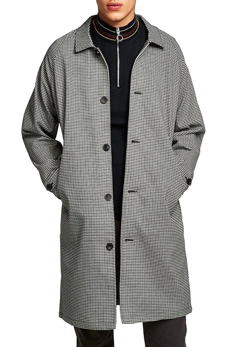 Men's Topman Longline Check Mac Jacket