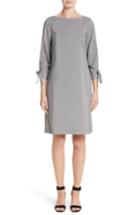 Women's Lafayette 148 New York Paige Stripe Cotton & Silk Shift Dress - Grey