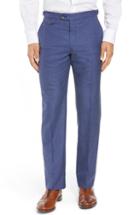 Men's Hickey Freeman B Fit Flat Front Solid Wool Blend Trousers