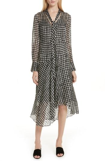 Women's Theory Broken Oval Tie Neck Midi Dress, Size - Black