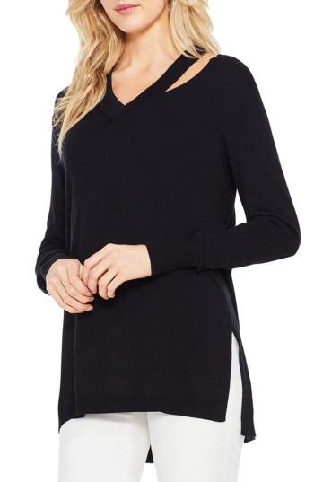 Women's Vince Camuto Cutout Neck Sweater - Black