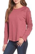 Women's Caslon Embroidered Sleeve Sweatshirt - Burgundy