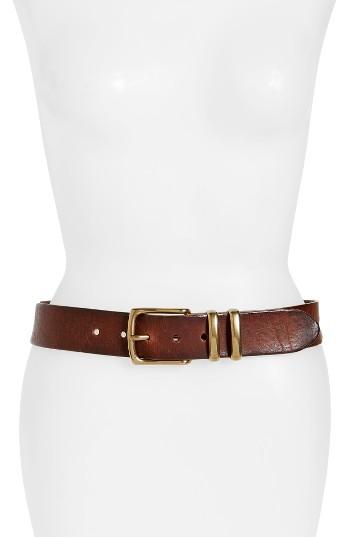 Women's Frye Addison Leather Belt - Dark Brown