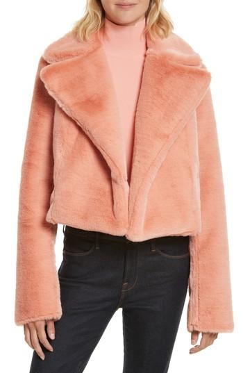 Women's Diane Von Furstenberg Collared Faux Fur Jacket - Pink