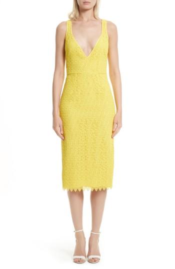 Women's Diane Von Furstenberg Lace Midi Sheath Dress - Yellow