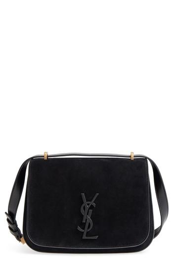 Saint Laurent Small Spontini Suede Crossbody Bag - Black