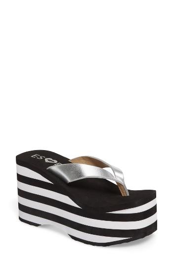 Women's Rocket Dog Paradise Platform Wedge Flip Flop M - Black