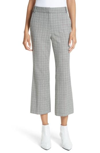 Women's Tibi Glen Check Crop Bootcut Pants - Black