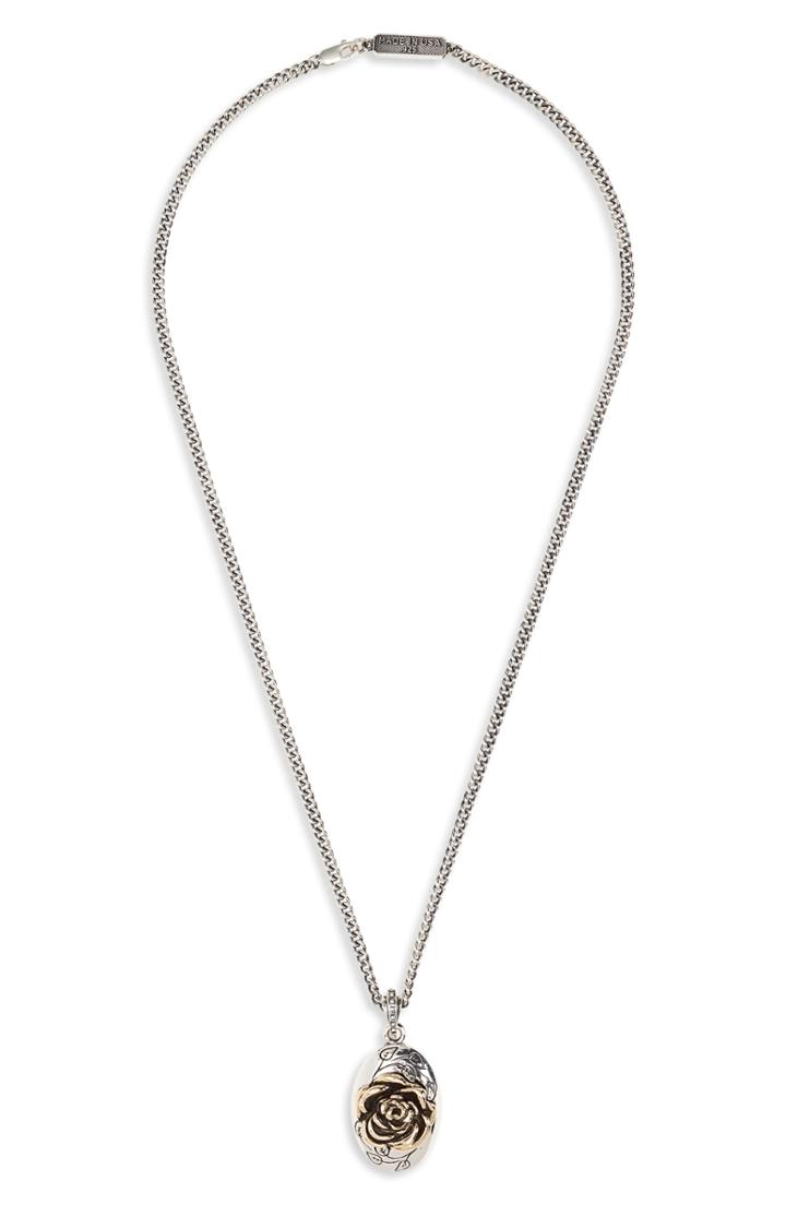 Men's King Baby Framed Rose Pendant Necklace