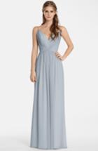 Women's Jim Hjelm Occasions Draped V-neck Chiffon Gown - Metallic