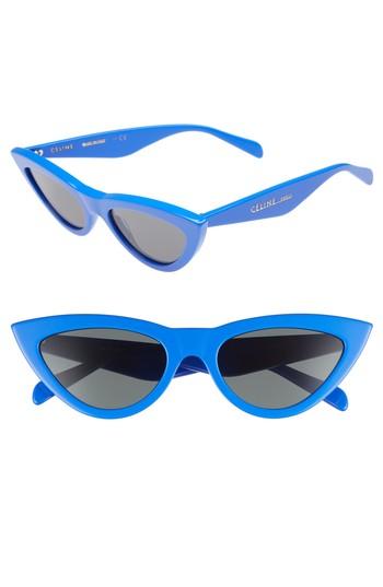 Women's Celine 56mm Cat Eye Sunglasses - Royal Blue/ Green