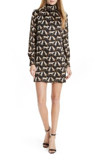 Women's Milly Cheetah Print High Neck Silk Dress