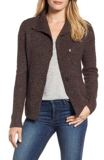 Women's Caslon Mixed Stitch Cardigan, Size - Brown