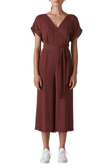 Women's Whistles Margot Polka Dot Jumpsuit Us / 4 Uk - Burgundy