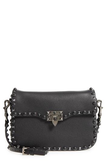 Valentino Garavani Rockstud Leather Shoulder Bag - Black