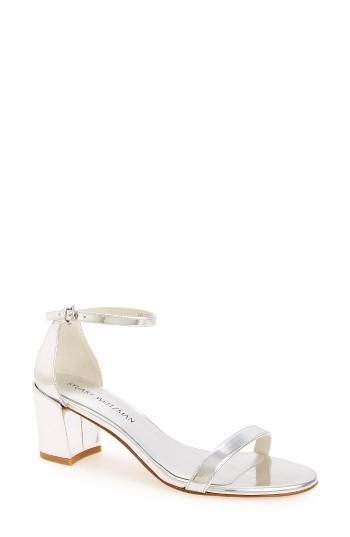 Women's Stuart Weitzman Simple Ankle Strap Sandal M - Metallic
