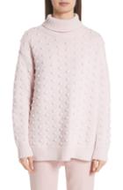 Women's Lela Rose Wool & Cashmere Dot Knit Turtleneck - Pink