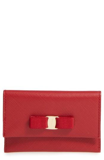 Salvatore Ferragamo Miss Vara Leather Card Case - Red